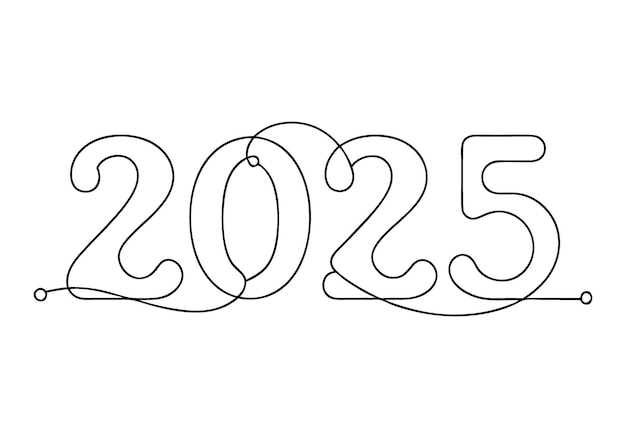 Continuous OneLine Drawing of 2025 Minimalist Modern Design