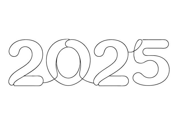 Continuous OneLine Drawing of 2025 Minimalist Modern Design