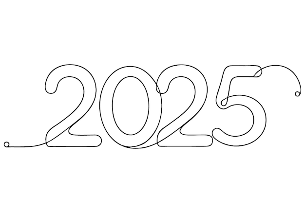 Continuous OneLine Drawing of 2025 Minimalist Modern Design
