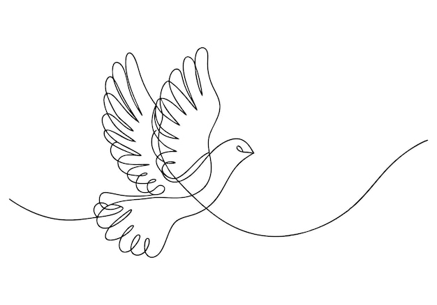 Continuous OneLine Drawing of a Bird in Flight Minimalist Freedom Art