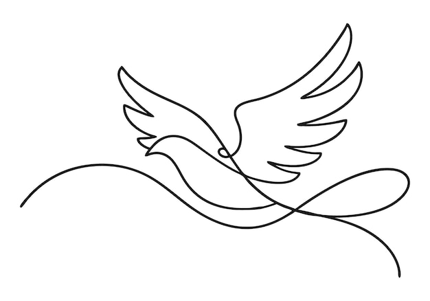 Continuous OneLine Drawing of a Bird in Flight Minimalist Freedom Art
