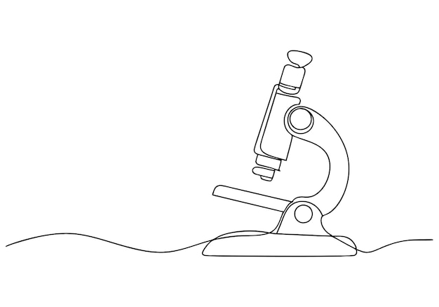 Continuous OneLine Drawing of a Microscope Minimalist Science Art