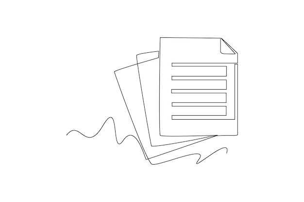 Continuous oneline drawing three sheets of business documents Document thin concept