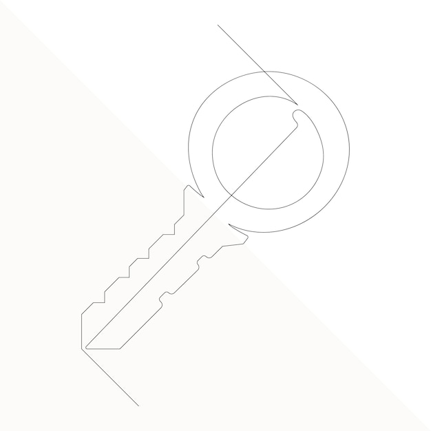 continuous single line art of key house key simple line drawing vector design