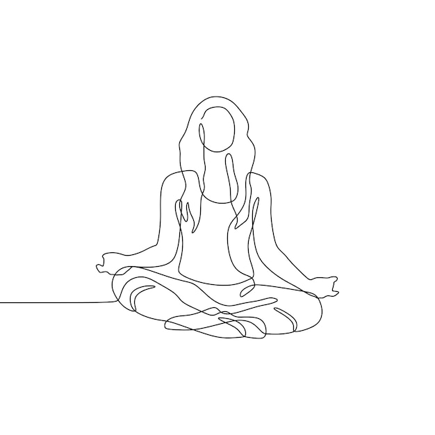 Continuous singleline art of a woman with yoga moves