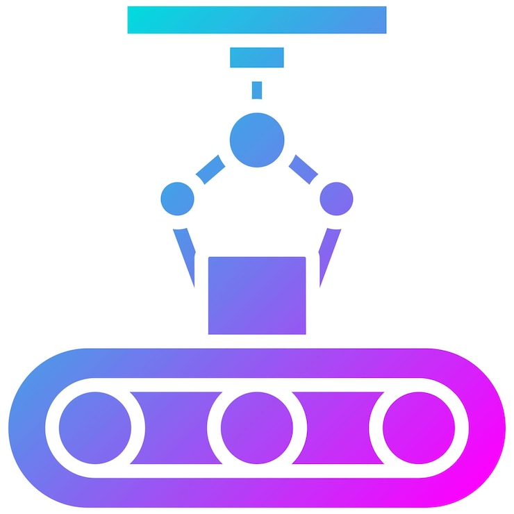 Vector conveyor robot vector icon can be used for biometrics iconset