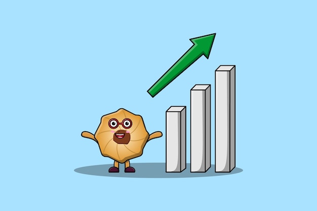 Cookies cute businessman mascot character with a deflation chart cartoon style design