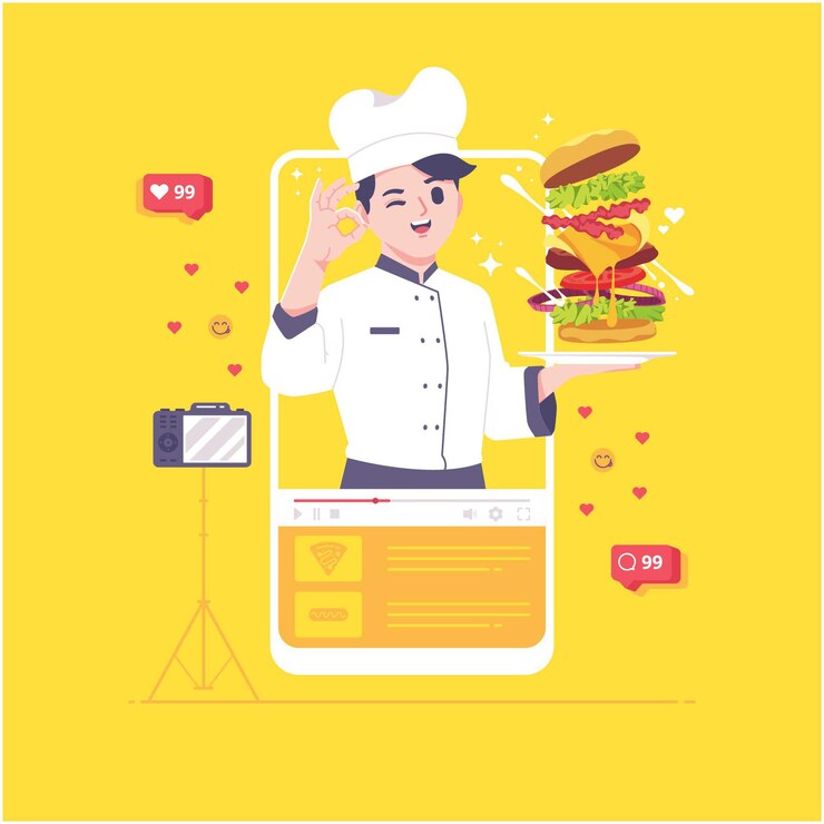 Vector cooking video concept vector illustration