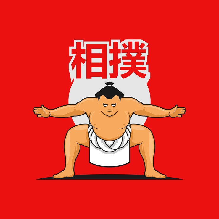 Vector cool and serious sumo characters