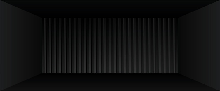 Vector cool black room with corrugated wall scene background 3d illustration vector