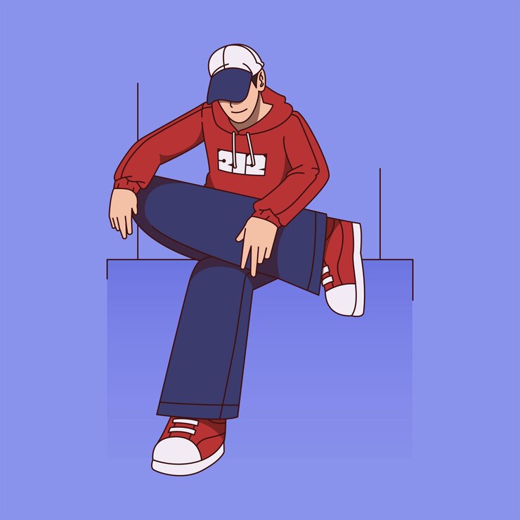 Cool boy sit down and relax