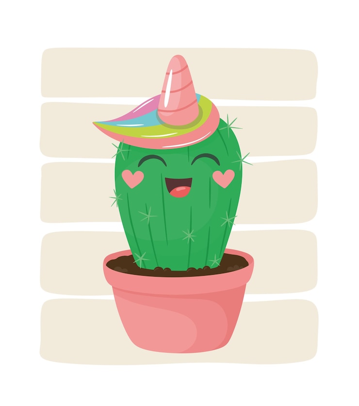 Vector cool happy cactus  unicorn be cool