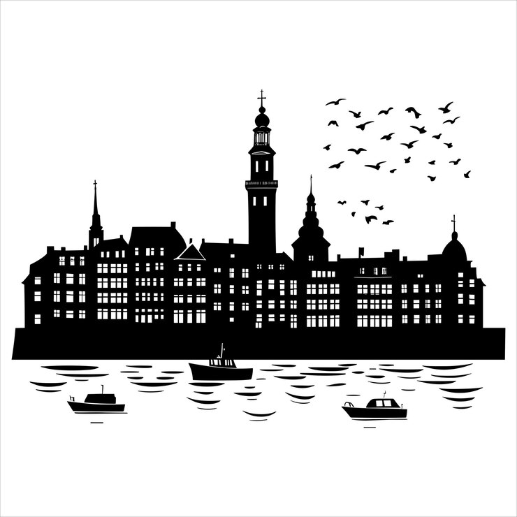 Vector copenhagen city on a white background