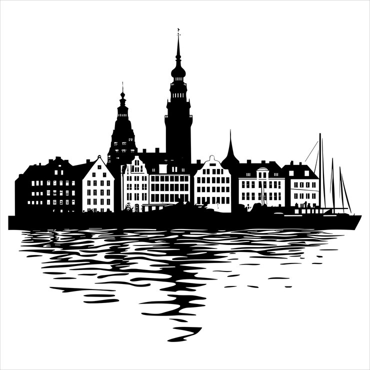 Vector copenhagen city on a white background