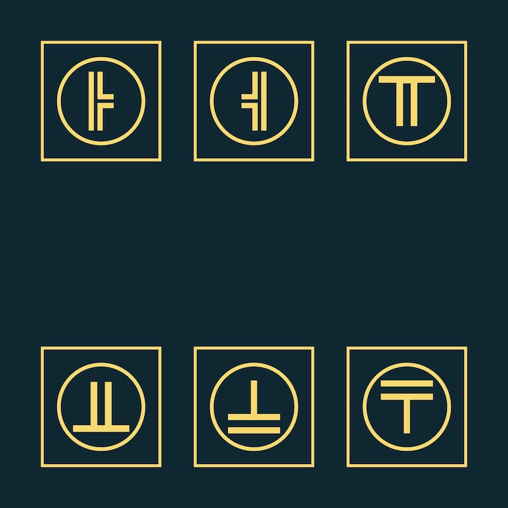 Vector corner symbol in gold color blue background inside the circle