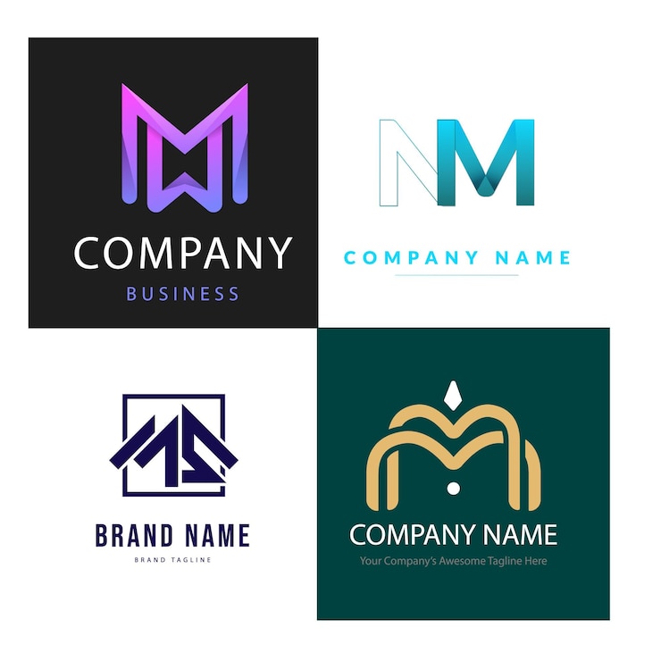 Vector corporate business brand company marketing logo design elegant label and badge design vector logo m