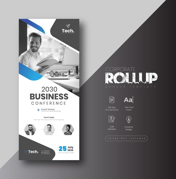Vector corporate business conference dl flyer or business webinar rack card flyer template