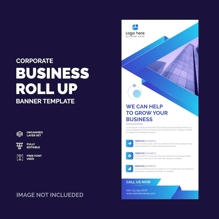 Vector corporate business rollup banner or xbanner design template vector