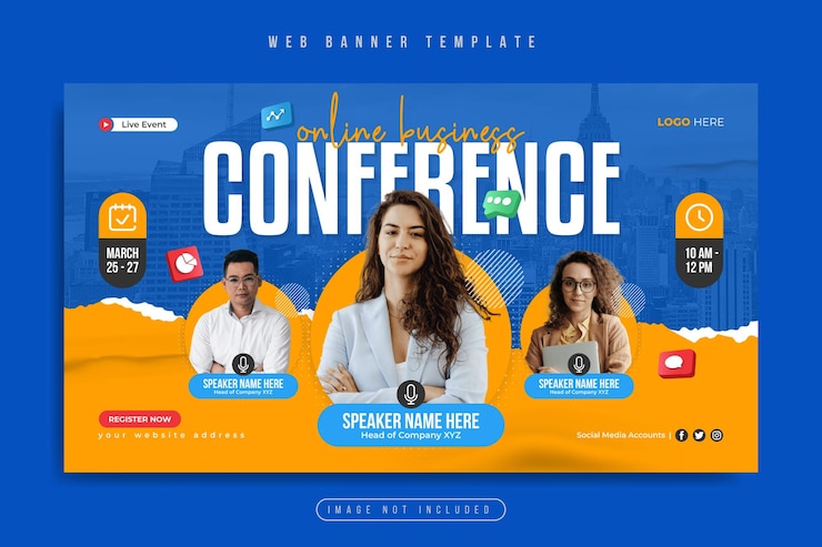 Vector corporate business webinar or conference online promotion web banner