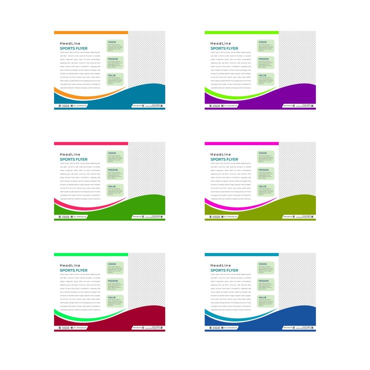 Vector corporate dl flyer template design with red, blue, yellow, and green color variation