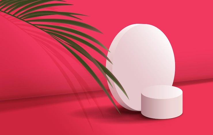 Vector cosmetic pink background and premium podium display for product presentation branding and packaging.