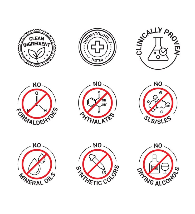 Vector cosmetics beauty product vector icon set badge editable line art style illustration organic clean