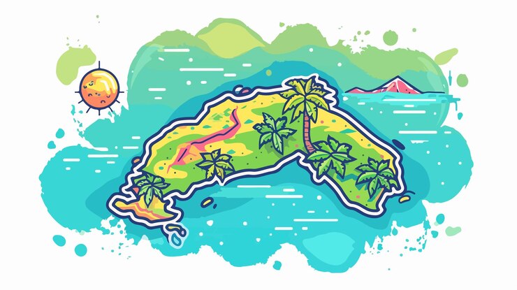 Vector costa rica map icon in cartoon style for creative designs