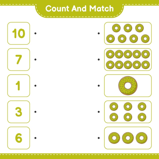 Count and match count the number of Donut and match with the right numbers