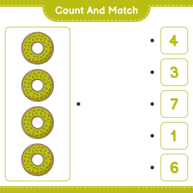 Count and match count the number of Donut and match with the right numbers