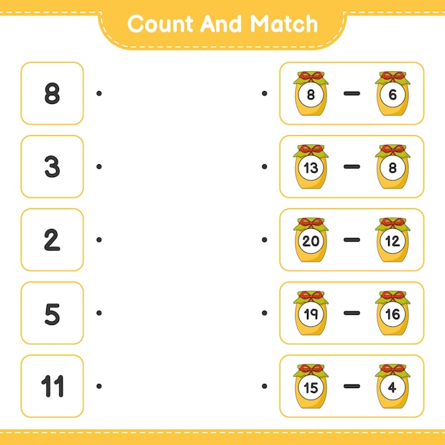 Count and match count the number of Jam and match with the right numbers Educational children game