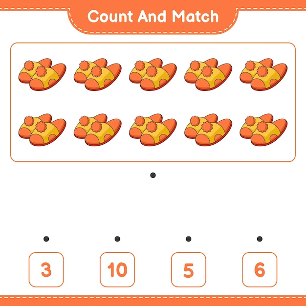 Count and match count the number of Slippers and match with the right numbers