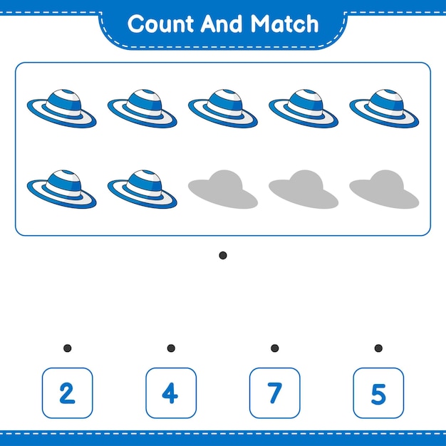 Count and match count the number of Summer Hat and match with the right numbers