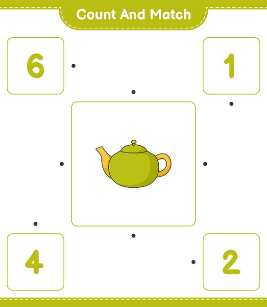 Count and match count the number of Teapot and match with the right numbers