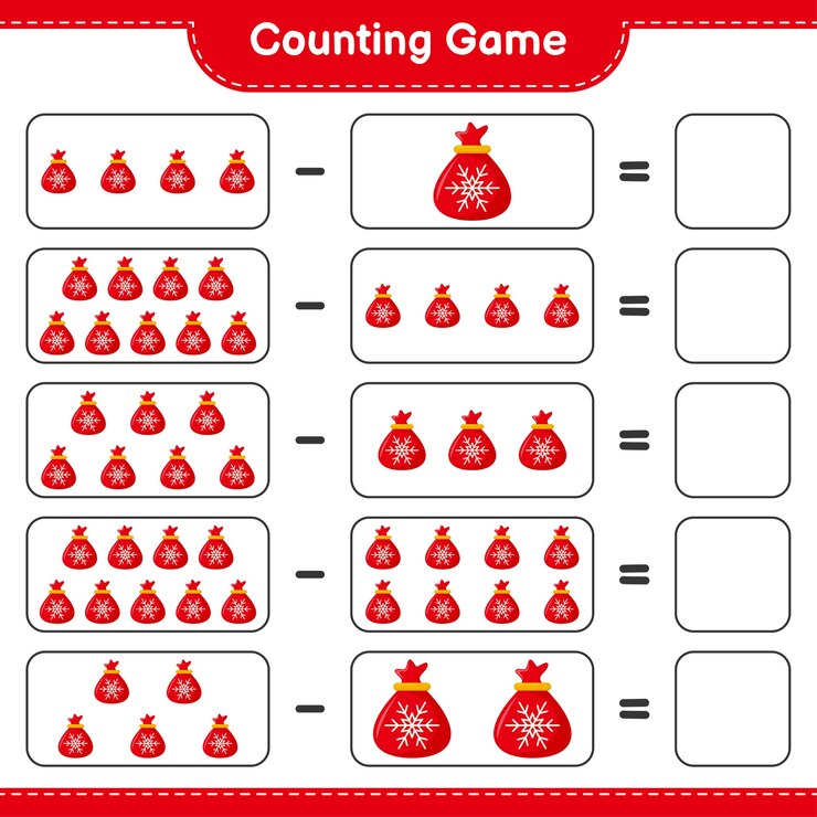 Vector count the number of santa claus bag and write the result