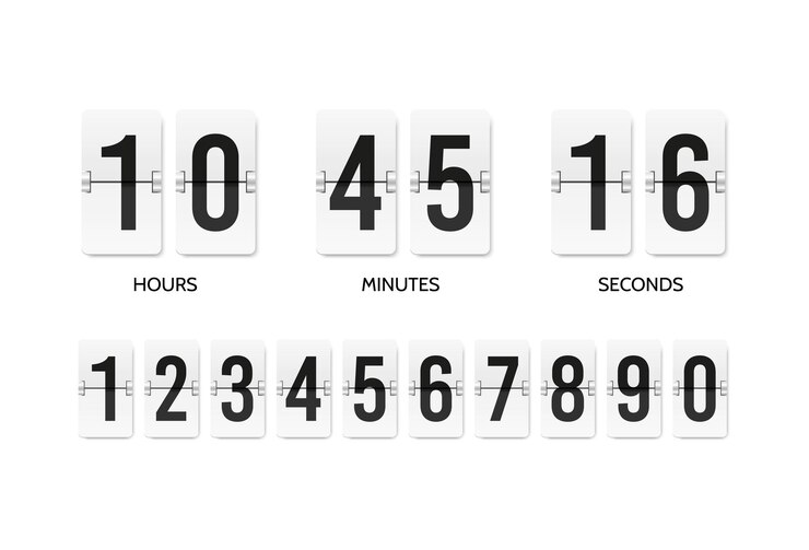 Vector countdown flip clock counter mechanical banner scoreboard or flipboard