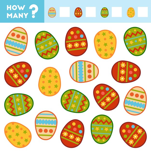 Counting Game for Preschool Children Educational math game Count how many Easter eggs
