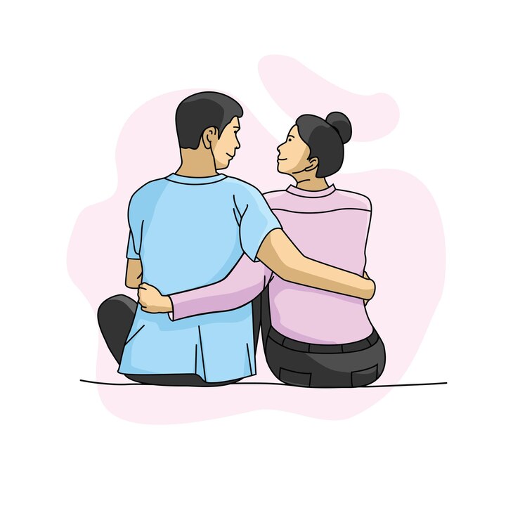 Vector couple love hug valentine
