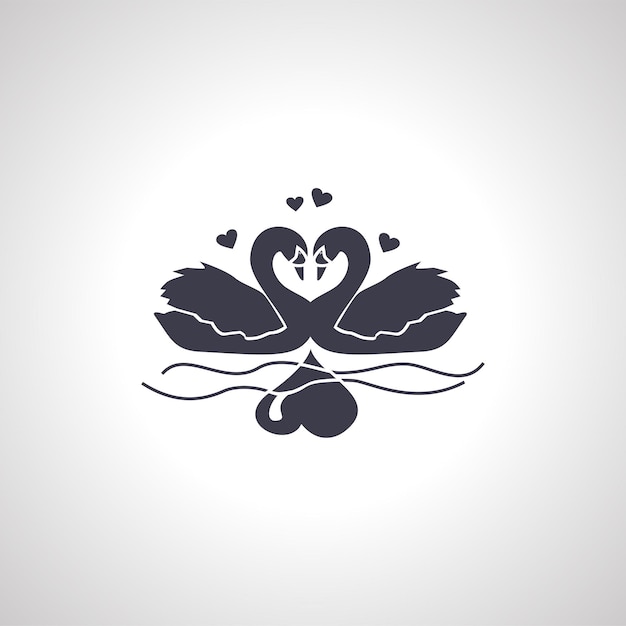 Couple of Swans in love icon Symbol of Love and Fidelity