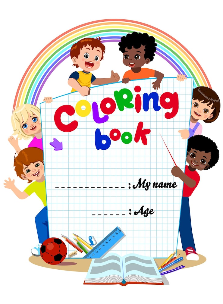 Vector cover coloring book for little children