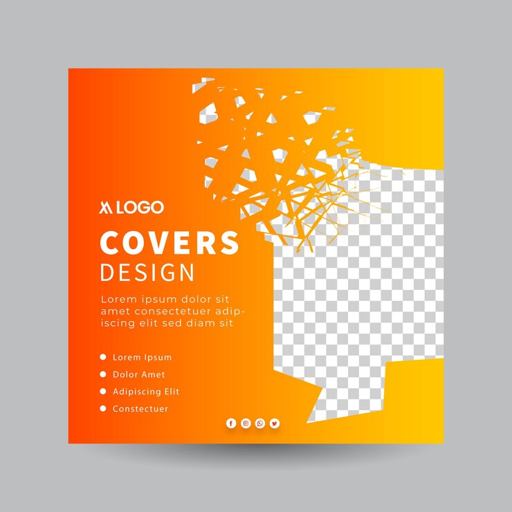 Covers Design Square Template with Abstract Elements