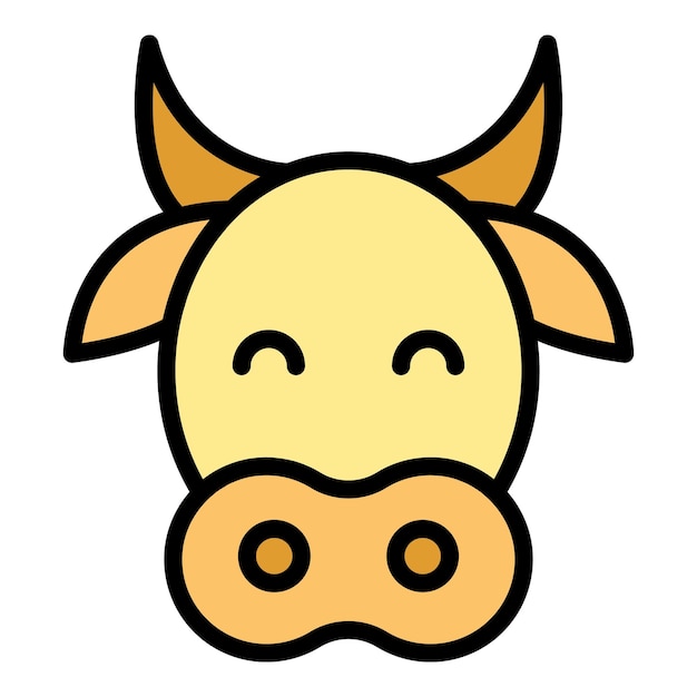 Cow head icon outline vector Farm animal Beef milk color flat