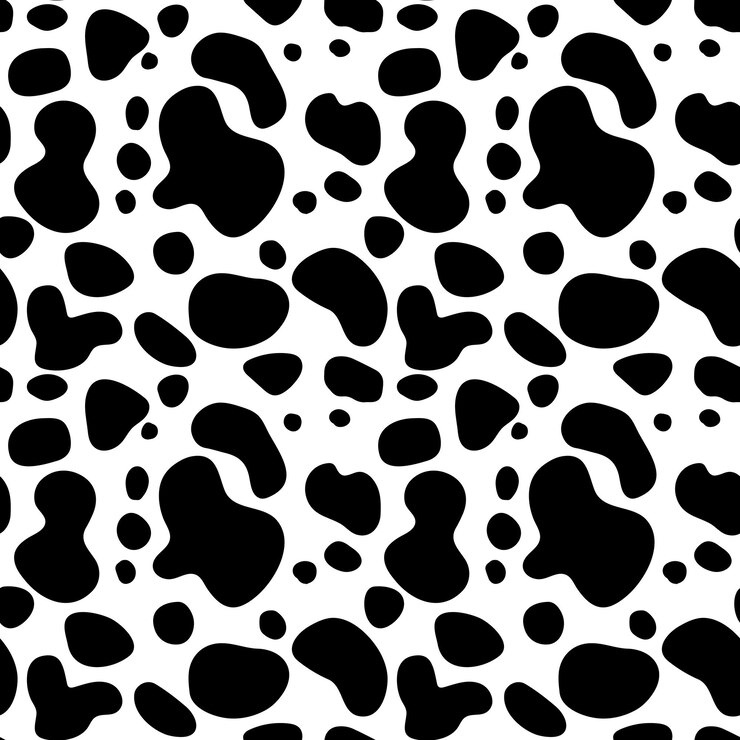 Cow seamless pattern Black cartoon spots Dalmatin or moo skin