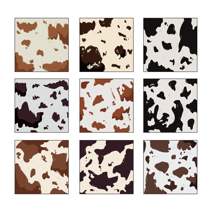 Vector cow skin set cartoon vector illustration