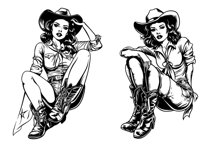 Vector cowgirl illustrations