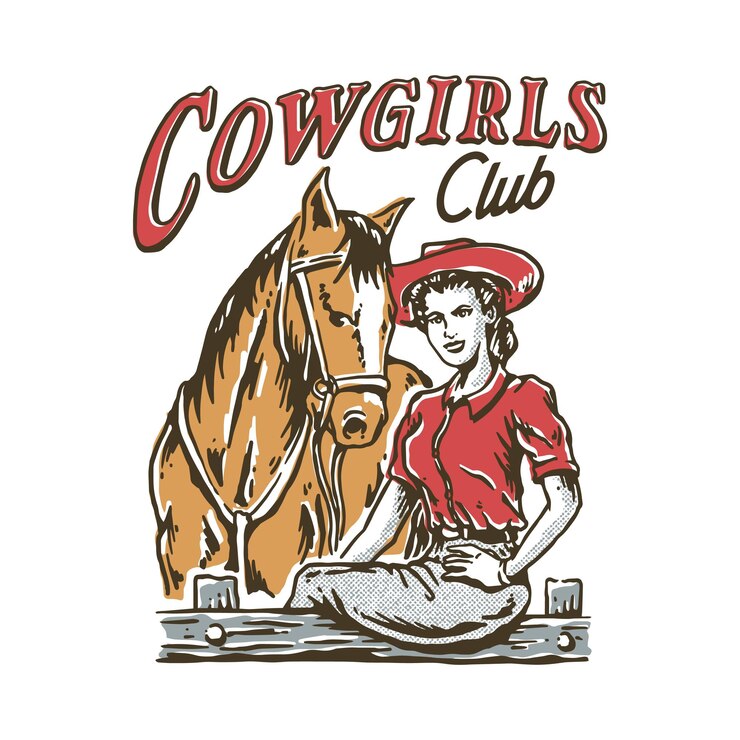 Vector cowgirls club illustration
