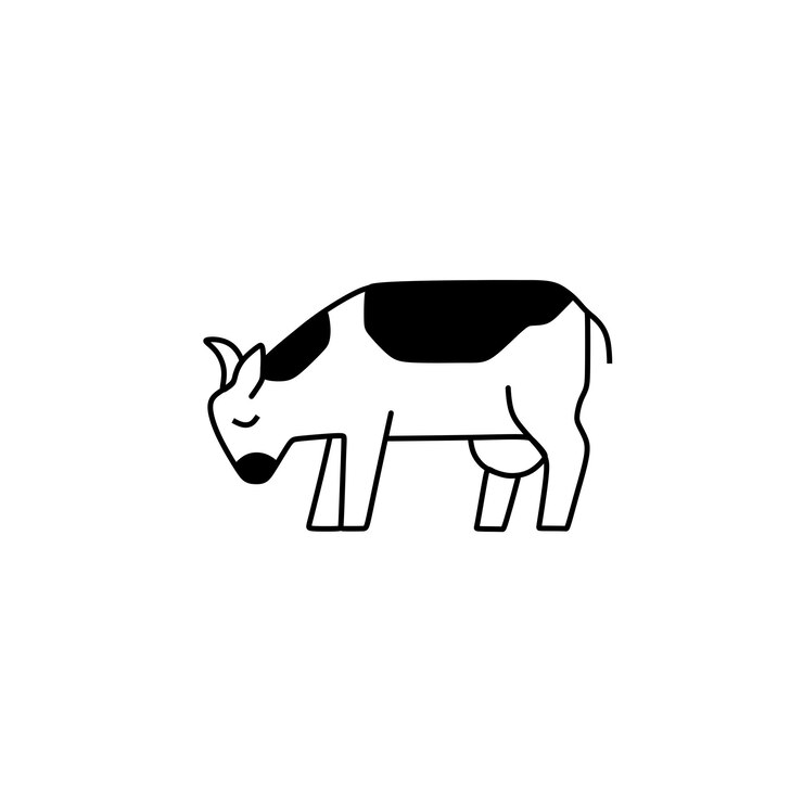 Vector cows looking for grass
