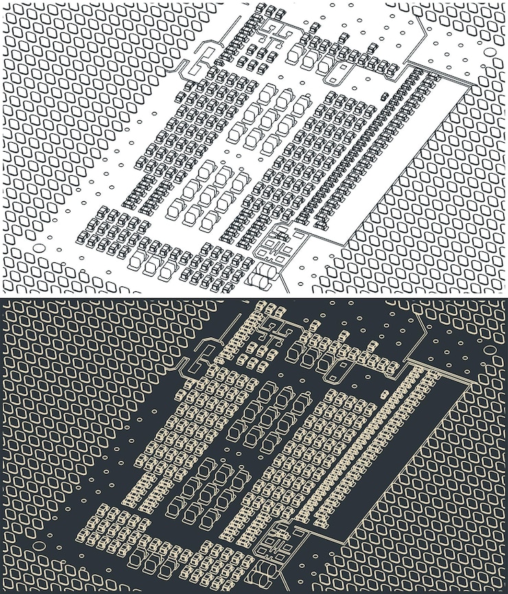 Vector cpu close up illustrations