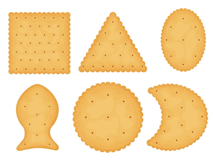 Vector crackers set illustration of food snacks healthy snack