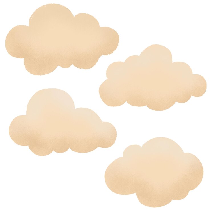 Vector cream watercolor cloud set for kids design