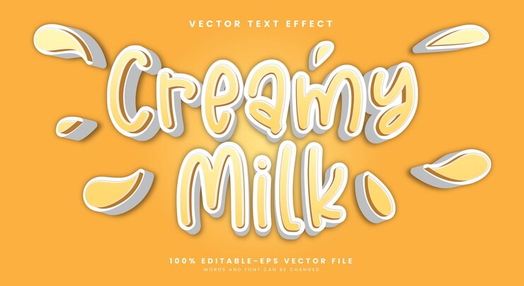 Vector creamy milk 3d editable text effect template suitable for fresh theme